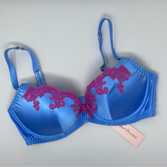 Agent Provocateur Molly Blue Pink Silk Bra NWT